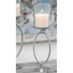 Candle Holders-Kirkland's Home Circular Center Hurricane Candle Holder Black