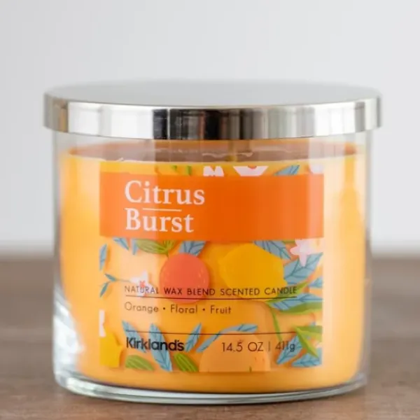 Candles-Kirkland's Home Citrus Burst Three Wick Jar Candle Orange