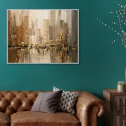 Canvas Art-Kirkland's Home City Rush 5 Framed Canvas Art Print Tan