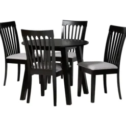 Dining Sets-Kirkland's Home Classic Black Round Wood 5-Pc. Dining Set Gray