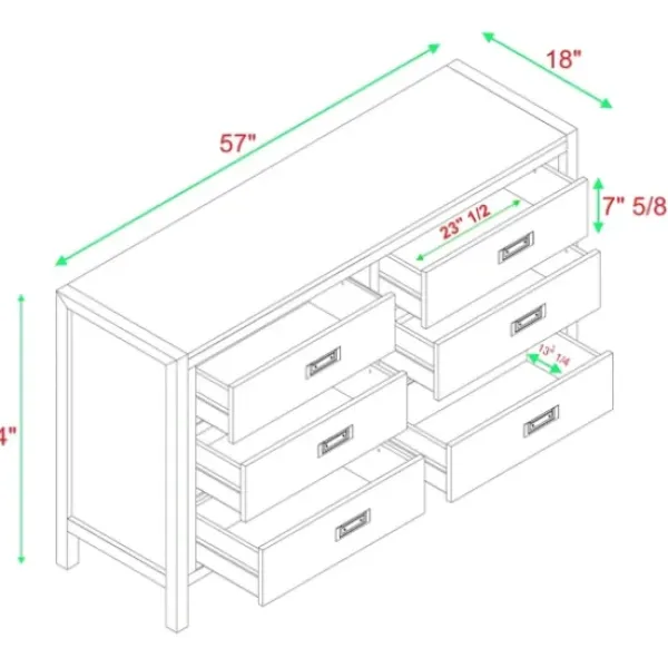 Dressers & Chests-Kirkland's Home Classic 6-Drawer Dresser Black