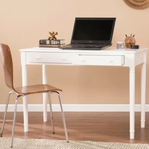 Office Furniture-Kirkland's Home Classic 2-Drawer Wood Desk White