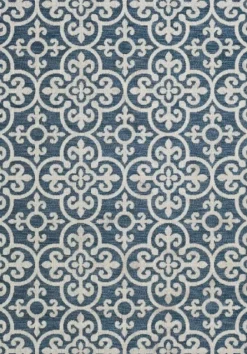 Outdoor Rugs-Kirkland's Home Classicism Sun Shower Outdoor Area Rug, 7X9 Blue/Ivory