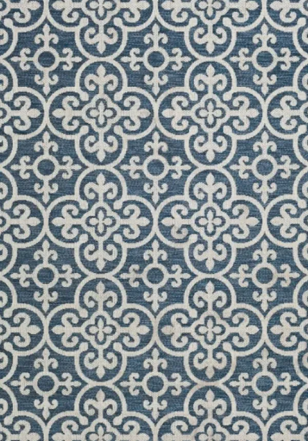 Outdoor Rugs-Kirkland's Home Classicism Sun Shower Outdoor Area Rug, 7X9 Blue/Ivory