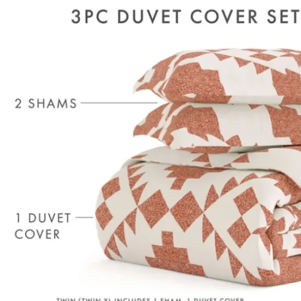 Duvets-Kirkland's Home Clay Adobe Diamond 2-Pc. Twin Duvet Cover Set Orange/White