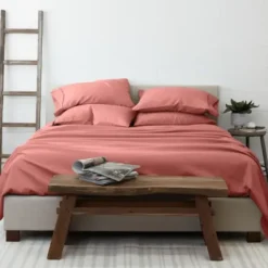 Bed Sheets-Kirkland's Home Clay Solid 6-Pc. King Sheet Set Orange