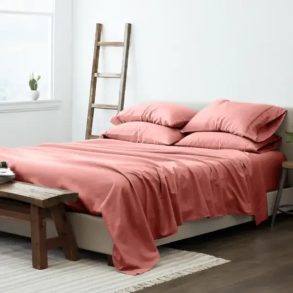 Bed Sheets-Kirkland's Home Clay Solid 6-Pc. King Sheet Set Orange