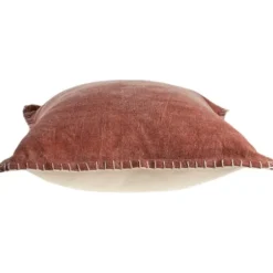 Pillows-Kirkland's Home Clay Stitched Flange Velvet Throw Pillow Red