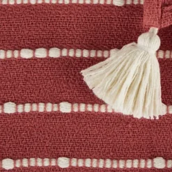 Blankets & Throws-Kirkland's Home Clayoff Slub Stripe Decorative Throw Red