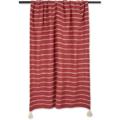Blankets & Throws-Kirkland's Home Clayoff Slub Stripe Decorative Throw Red