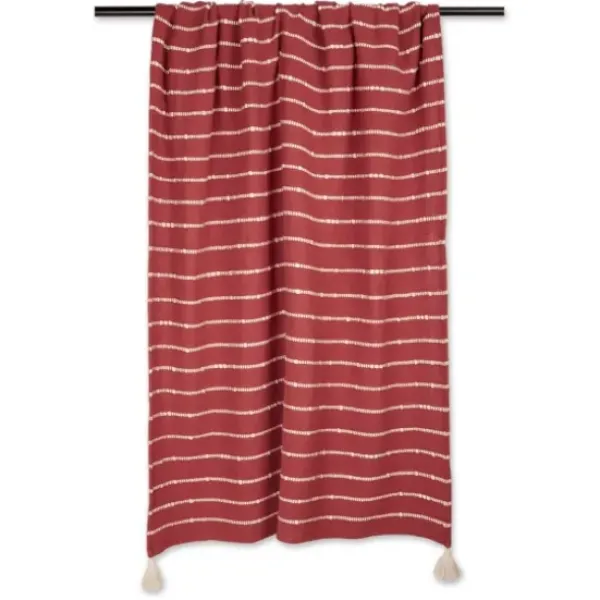 Blankets & Throws-Kirkland's Home Clayoff Slub Stripe Decorative Throw Red