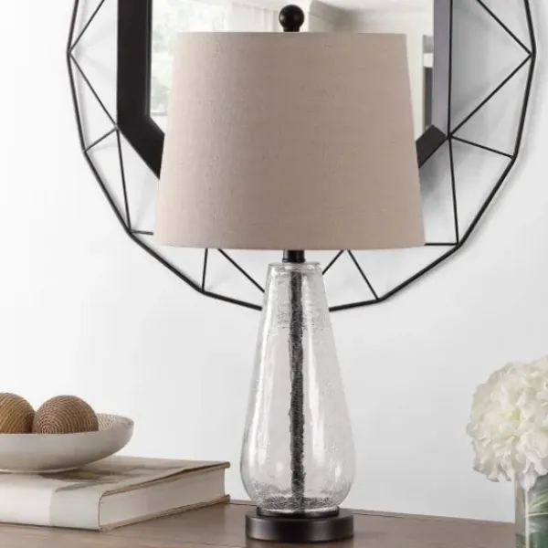 Table Lamps-Kirkland's Home Clear Crackle Glass Bronze Center Table Lamp Tan