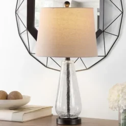 Table Lamps-Kirkland's Home Clear Crackle Glass Bronze Center Table Lamp Tan