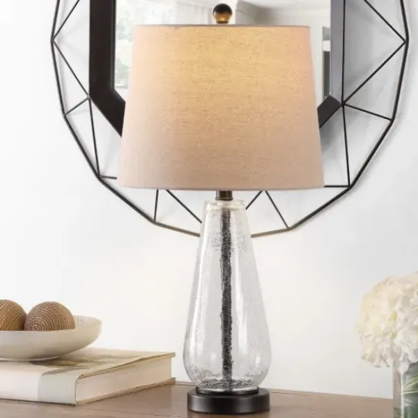 Table Lamps-Kirkland's Home Clear Crackle Glass Bronze Center Table Lamp Tan