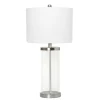 Table Lamps-Kirkland's Home Clear Glass And Nickel Cylindrical Table Lamp White