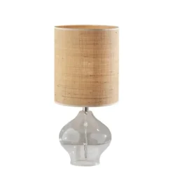 Table Lamps-Kirkland's Home Clear Glass And Rat Shade Table Lamp, 23 In. Tan