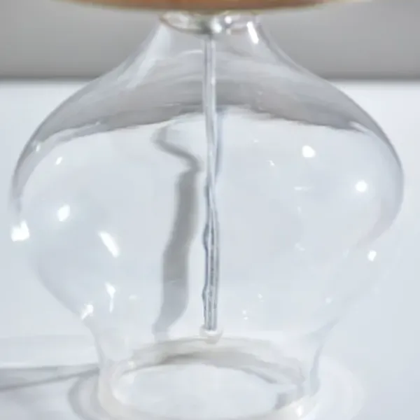 Table Lamps-Kirkland's Home Clear Glass And Rat Shade Table Lamp, 23 In. Tan