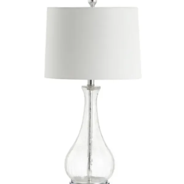 Table Lamps-Kirkland's Home Clear Glass And Silver Metal Base Table Lamp White