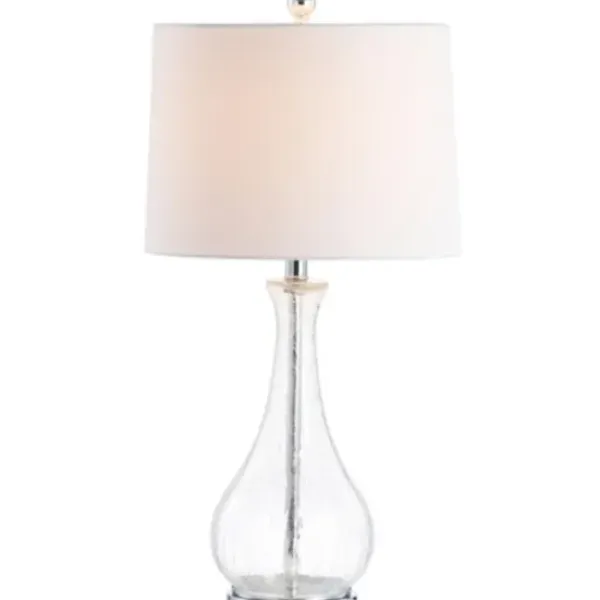 Table Lamps-Kirkland's Home Clear Glass And Silver Metal Base Table Lamp White