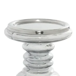 Candle Holders-Kirkland's Home Clear Glass Column Candle Holders, Set Of 2 Gray