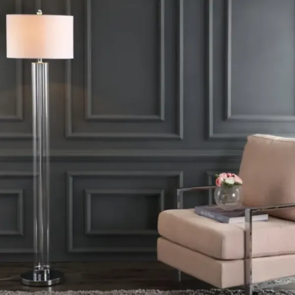 Floor Lamps-Kirkland's Home Clear Glass Demi Floor Lamp Ivory