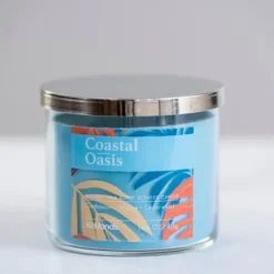 Candles-Kirkland's Home Coastal Oasis Triple Wick Jar Candle Blue