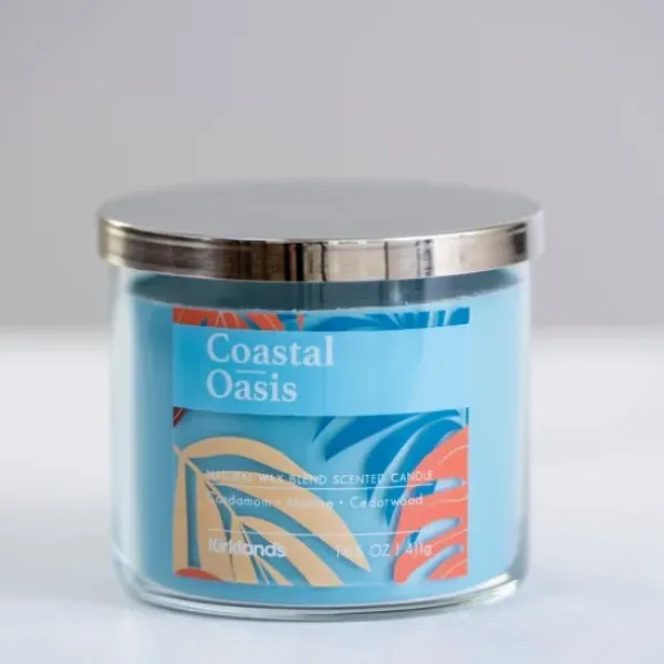 Candles-Kirkland's Home Coastal Oasis Triple Wick Jar Candle Blue