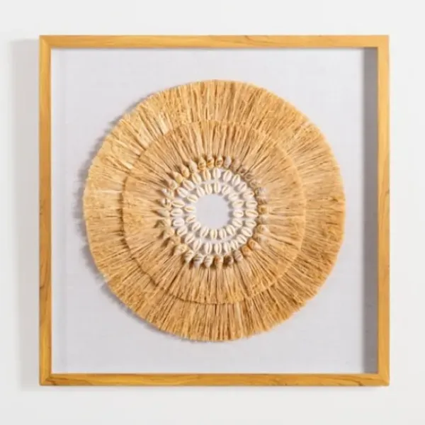 Wall Plaques-Kirkland's Home Coastal Shell Shadowbox Framed Wall Plaque Tan/White