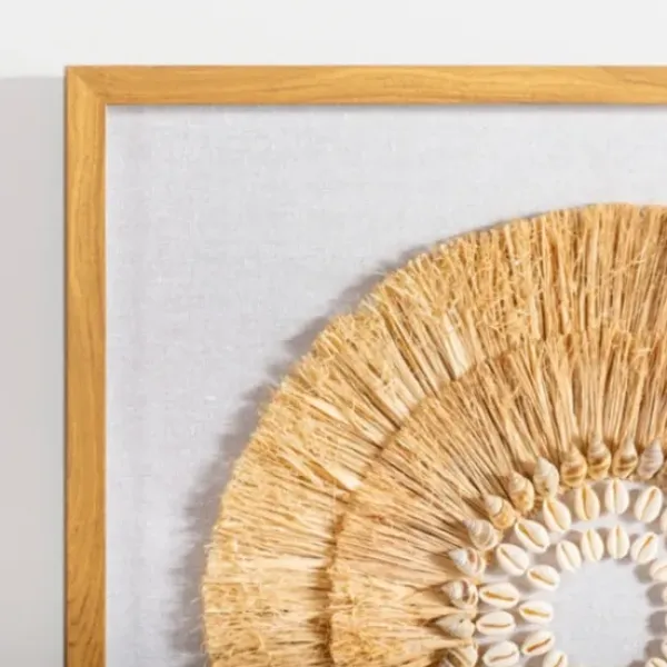 Wall Plaques-Kirkland's Home Coastal Shell Shadowbox Framed Wall Plaque Tan/White