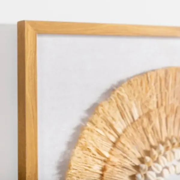 Wall Plaques-Kirkland's Home Coastal Shell Shadowbox Framed Wall Plaque Tan/White