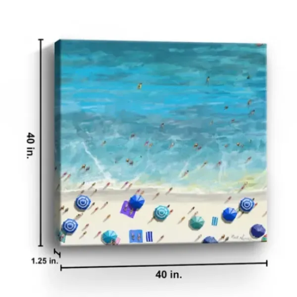 Canvas Art-Kirkland's Home Cobalt Aerial Beach Canvas Art Print Blue/Ivory/Multi