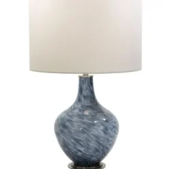Table Lamps-Kirkland's Home Cobalt Blue Swirl Carved Glass Table Lamp White
