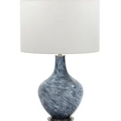 Table Lamps-Kirkland's Home Cobalt Blue Swirl Carved Glass Table Lamp White
