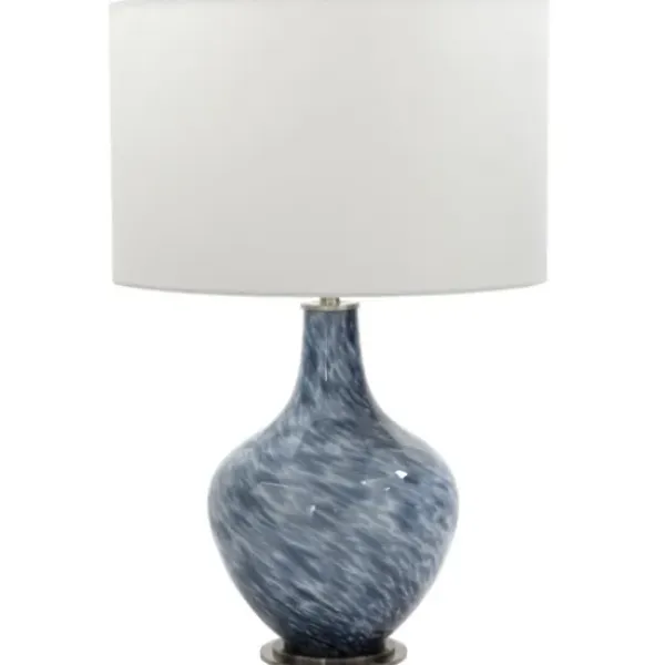 Table Lamps-Kirkland's Home Cobalt Blue Swirl Carved Glass Table Lamp White