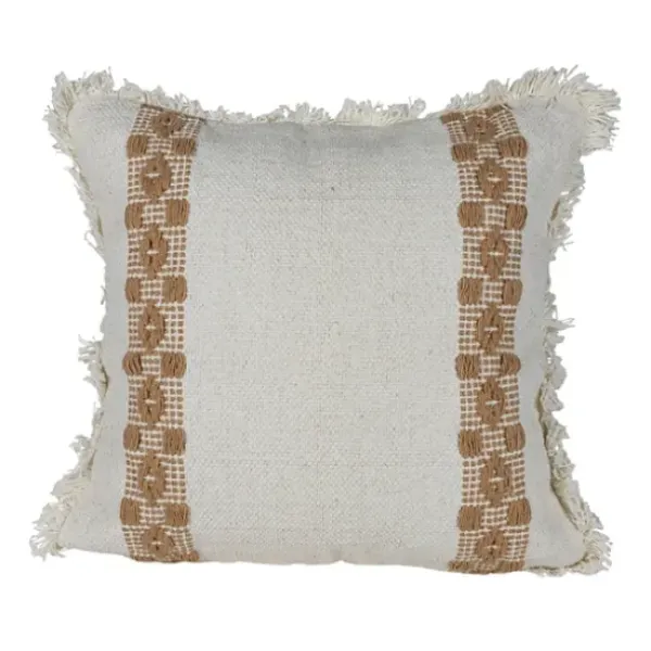Pillows-Kirkland's Home Coffee Brown Textured Stripe Throw Pillow White/Brown