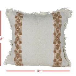 Pillows-Kirkland's Home Coffee Brown Textured Stripe Throw Pillow White/Brown