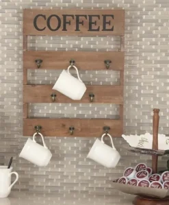Hooks-Kirkland's Home Coffee Metal And Wood Plank Wall Hooks