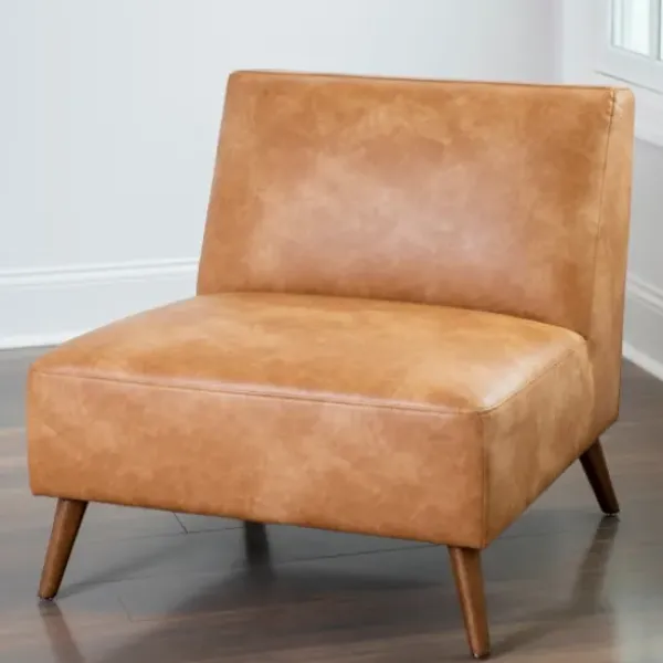 Accent Chairs-Kirkland's Home Cognac Faux Leather Accent Chair Tan