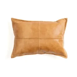 Pillows-Kirkland's Home Cognac Faux Leather Lumbar Pillow Brown