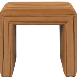 Benches & Ottomans-Kirkland's Home Cognac Leather Arch Ottoman Brown