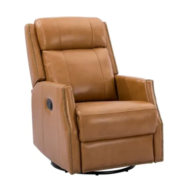Accent Chairs-Kirkland's Home Cognac Leather Upholstered Recliner Chair Brown/Orange