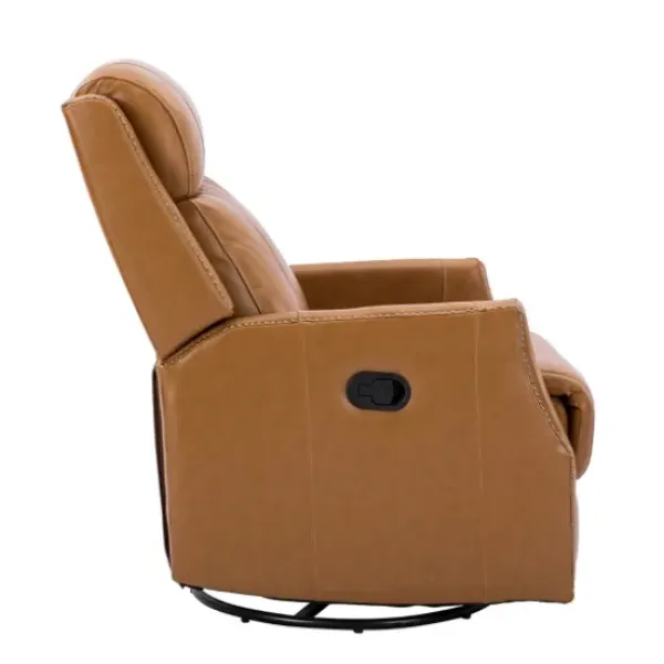 Accent Chairs-Kirkland's Home Cognac Leather Upholstered Recliner Chair Brown/Orange