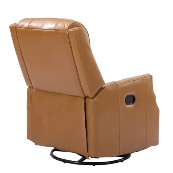 Accent Chairs-Kirkland's Home Cognac Leather Upholstered Recliner Chair Brown/Orange