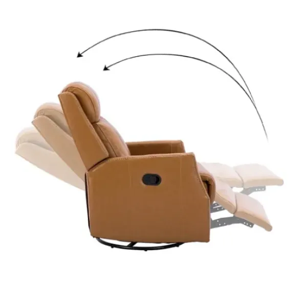 Accent Chairs-Kirkland's Home Cognac Leather Upholstered Recliner Chair Brown/Orange