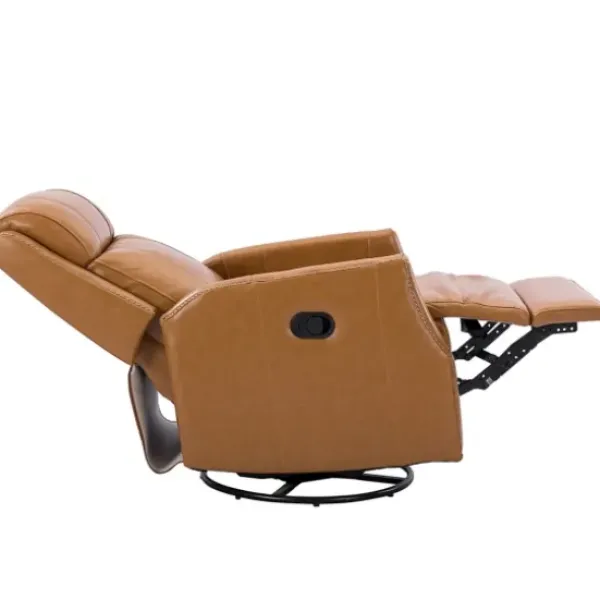 Accent Chairs-Kirkland's Home Cognac Leather Upholstered Recliner Chair Brown/Orange