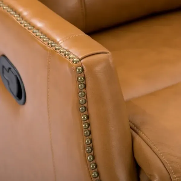 Accent Chairs-Kirkland's Home Cognac Leather Upholstered Recliner Chair Brown/Orange