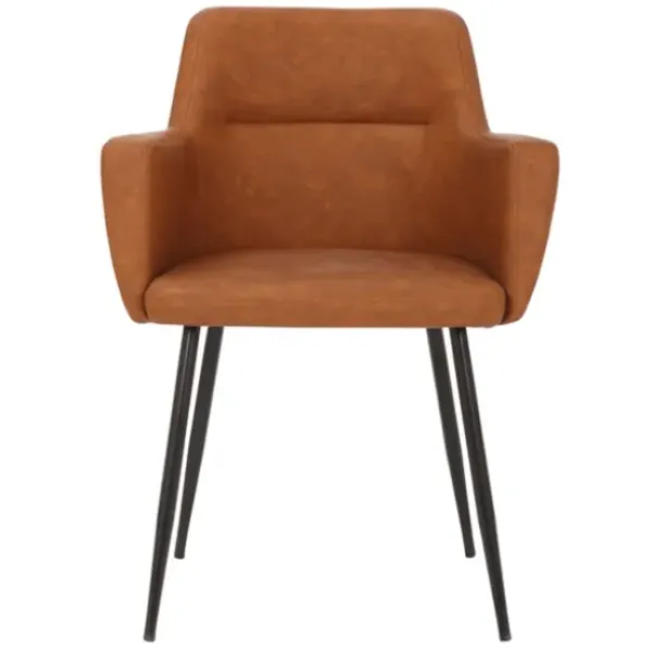 Dining Chairs-Kirkland's Home Cognac Vegan Leather Dining Chairs, Set Of 2 Brown