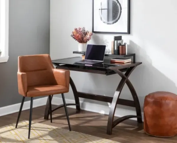 Dining Chairs-Kirkland's Home Cognac Vegan Leather Dining Chairs, Set Of 2 Brown