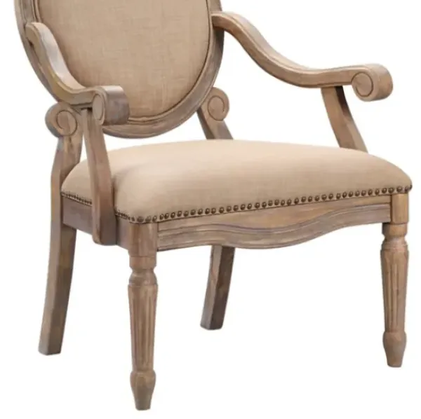 Accent Chairs-Kirkland's Home Coley Beige Linen Armchair Tan