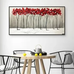 Framed Art-Kirkland's Home Collision Of Seasons Framed Canvas Art Print White/Gray/Red